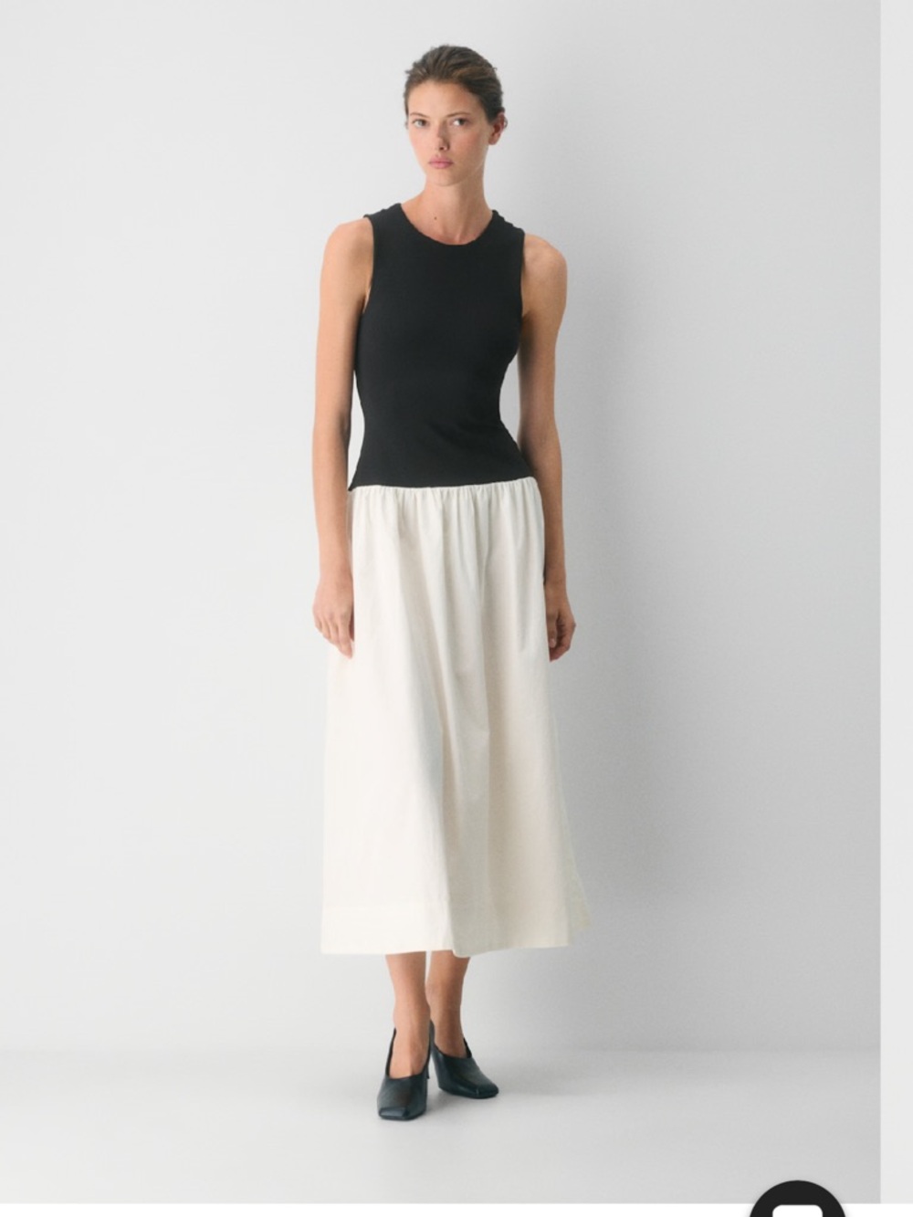 Babaton Black and Cream Sleeveless Two-Tone Maxi Dress